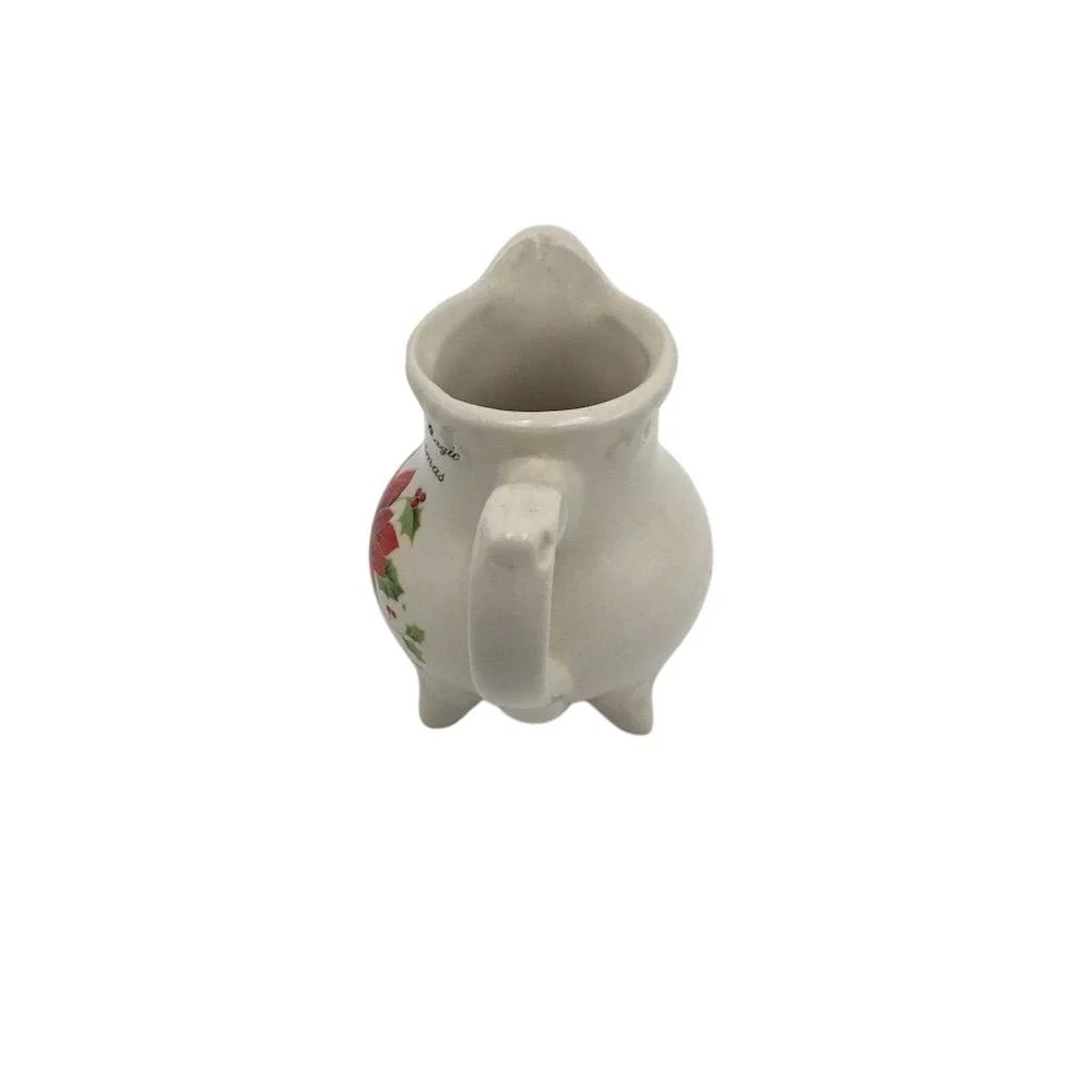 Vintage Christmas Poinsettia Ceramic Pitcher Vase Holiday‎ Decor
